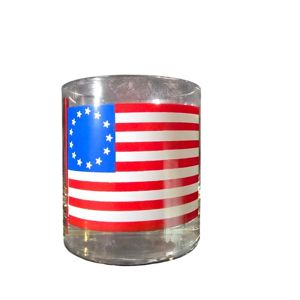 8 different lowball old fashioned rock glasses American Flag USA History MCM VTG